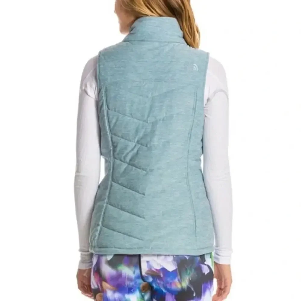 The North Face Women's Heather Blue Zip Up Performance Pseudio Puffer Vest